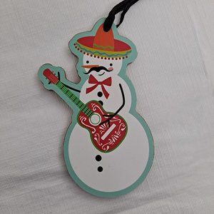 Sombrero Snowman Christmas Ornament Pressed board